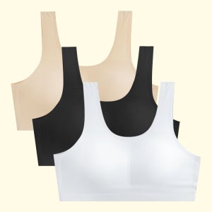 주니어 브라 3매세트 깔끔단정 심리스 학생 청소년 여아 스포츠 브라탑