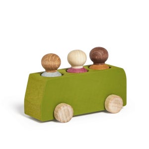 루부로나 자동차 장난감 미니버스 라임 나무 아기 장난감 원목 유아 발도르프 교구 우드 블럭