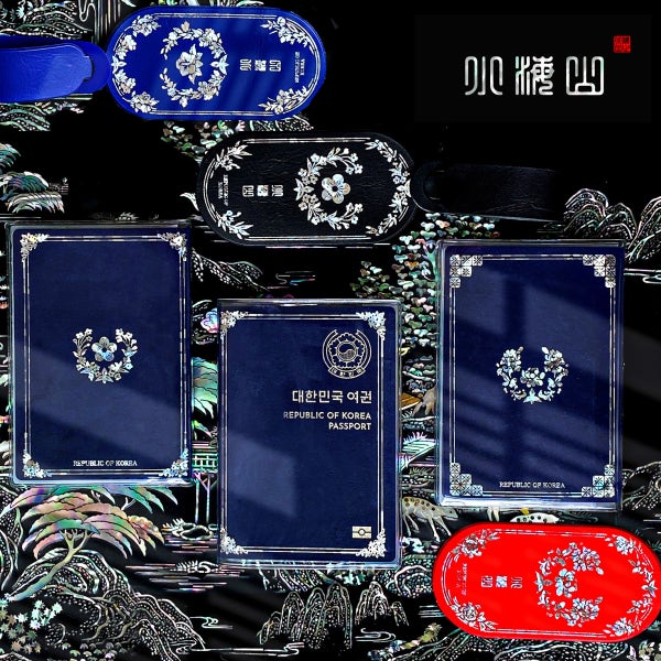 자개 투명 여권케이스 무궁화/오얏꽃/모란 여권커버 네임택 지갑