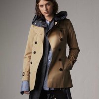 BURBERRY 버버리 샌드링엄 개버딘 쇼트 트렌치 코트 (허니)