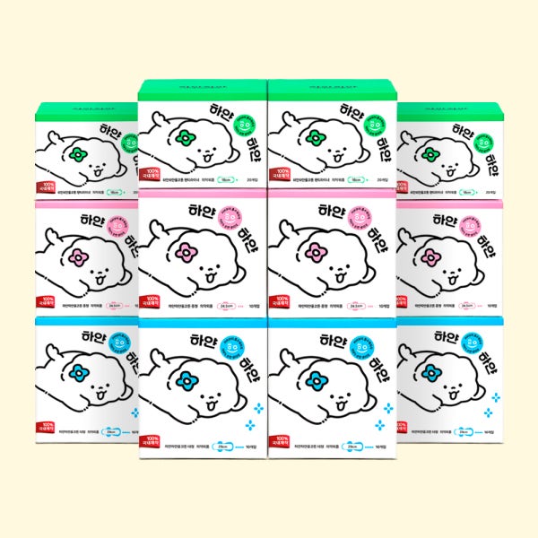 유기농순면생리대 하얀하얀 순면흡수체 대형,중형,라이너12팩