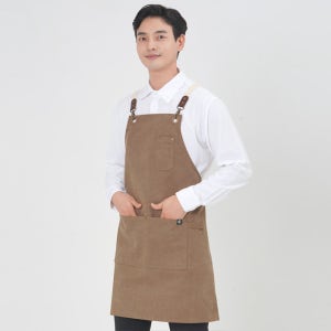 SAY-1001-5/ 라이트브라운 제페토 캔버스 X형앞치마 / 바리스타 커피숍 카페앞치마