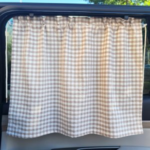 차량햇빛가리개 커튼 아기 유아 햇볕 차창문 가림막 소 브라운 체크 차량용 햇빛가리개