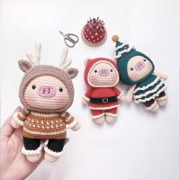 코바늘인형뜨기 집콕취미 돼지 할리 토끼 털실 인형 DIY 수공 재료 바느질 선물 초보