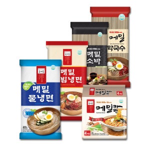 봉평촌 메밀소바+비빔막국수+물냉면+비빔냉면+라면