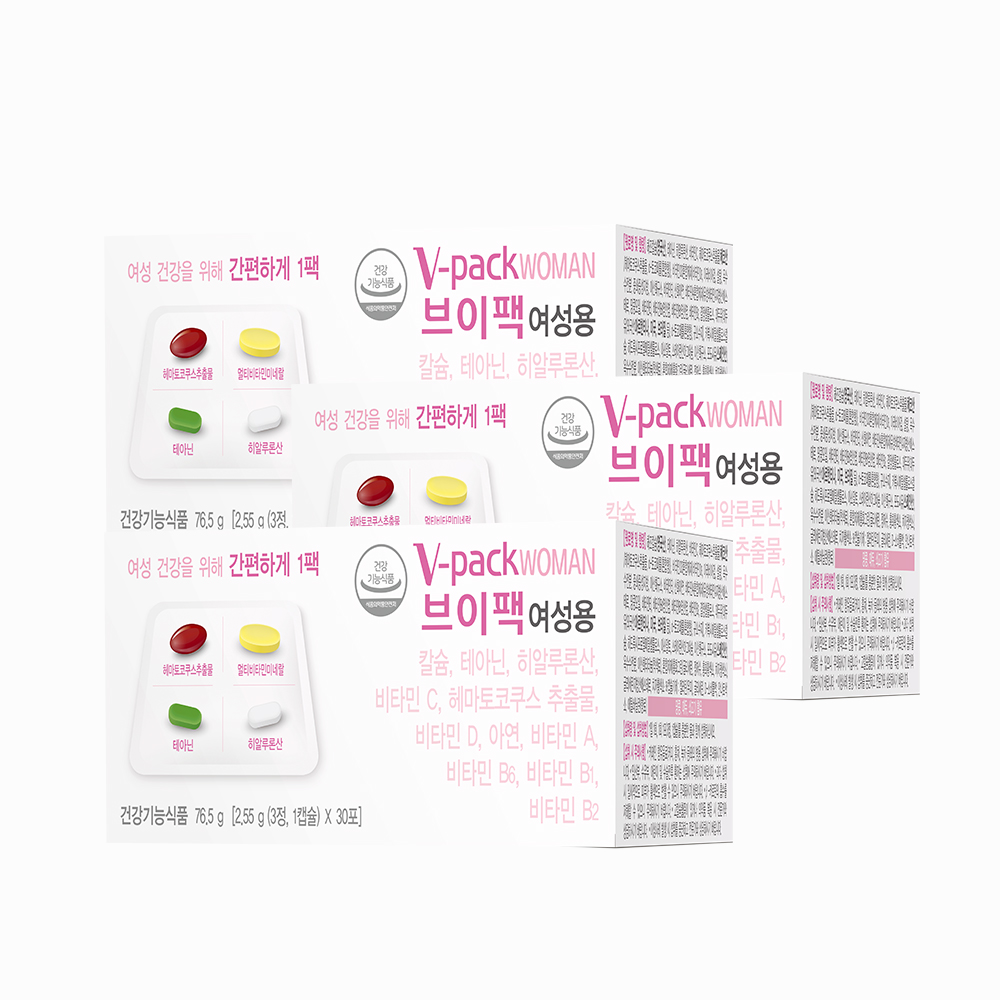 <b>안국약품</b> 브이팩 여성용 올인원 종합 멀티 <b>비타민</b>미네랄 30포, 3개