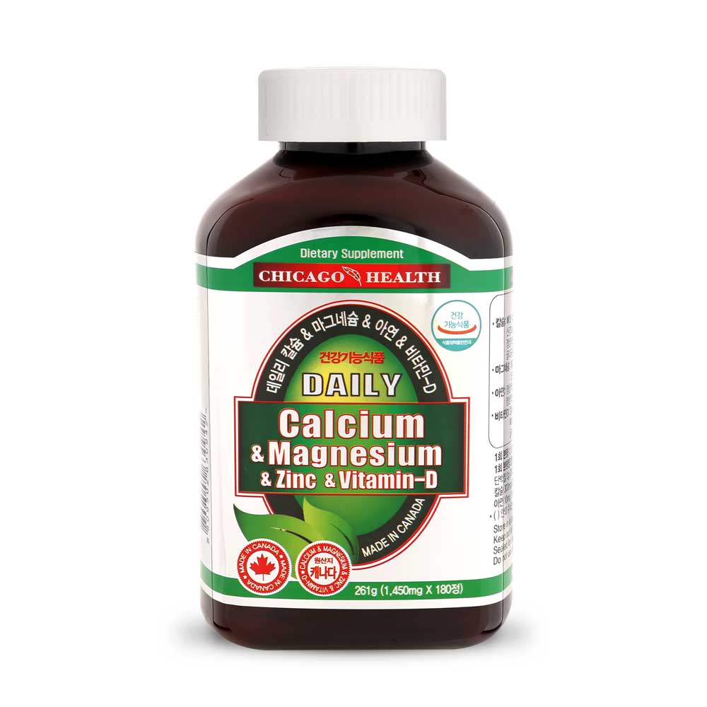 캐나다 직수입 데일리 칼슘 마그네슘 아연 비타민D 6개월분 180캡슐, 1개