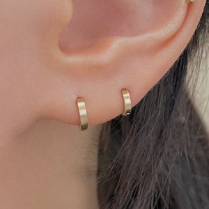 14k 매트 미니 원터치 링 귀걸이 4mm 6mm 작은 무광 링 귀걸이