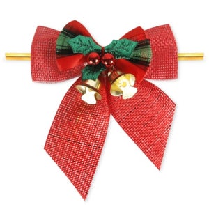 빵끈 달린 레드 종소리 완성리본 (2개)