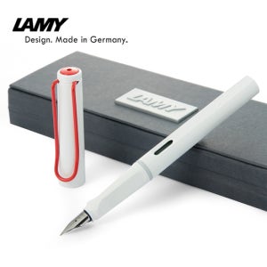 라미 만년필 사파리 샤이니 화이트 레드클립 무료각인