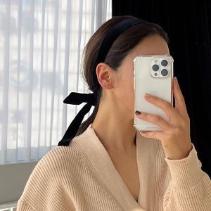 벨벳 꼬리 리본 머리띠 포니테일 공단 블랙 검정 검은 매듭 헤어밴드 머리 끈