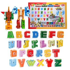 알파벳 변신 로봇 종합 변신 세트 합체 장난감 공룡 곤충 해양 동물 단어카드