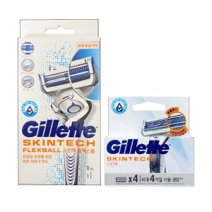 질레트 스킨텍 플렉스볼 면도기 2UP+스킨텍 면도날 4개입
