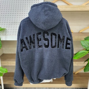 남자후드티 자수 어썸 양털 박스 오버핏