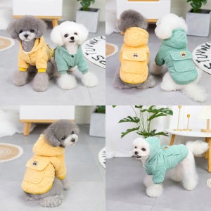 마일로앤코코 코듀로이 강아지 후드 점퍼 겨울옷 애견 패딩 아우터 잠바 자켓 산책 방한복