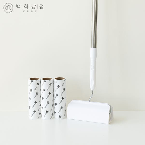 사선 돌돌이 테이프 클리너 롱핸들+리필3p 기본형 롤 밀대 스탠드 긴롱 머리카락청소