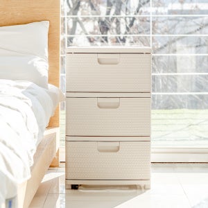 더채움 라탄 3단 플라스틱 서랍장