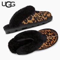 어그 UGG 코케트 레오파드 호피 슬리퍼 여성 양털 무스탕 슬리퍼 클로그 팬더프린트 블랙