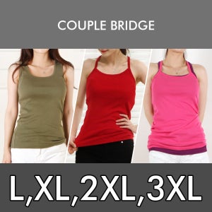 여자 빅사이즈 나시 L~3XL 여성 레이어드 이너 민소매 끈 골지 망고 면 스판 티셔츠
