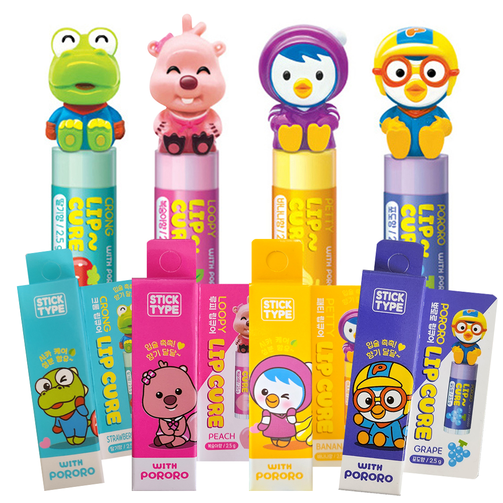 캐릭터 뽀로로 립큐어 4종/유아 아기 어린이 립밤 립케어 뽀로로 패티 크롱 루피