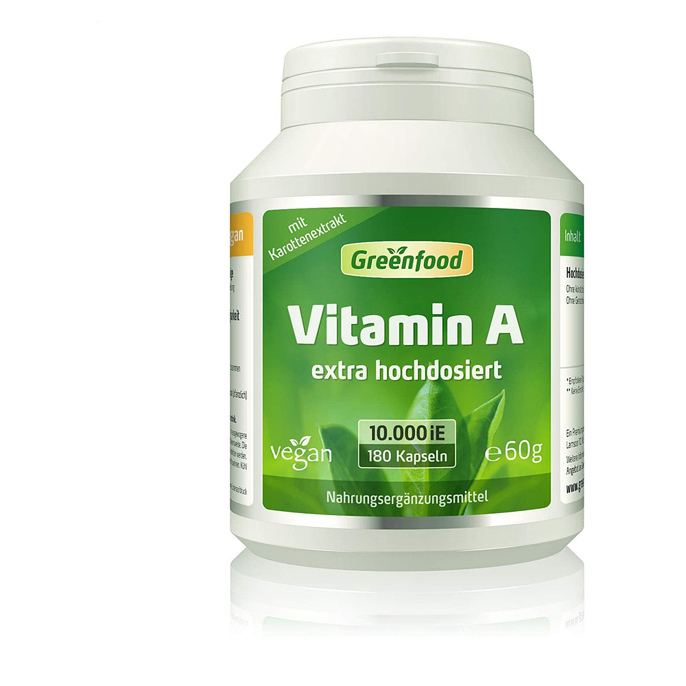 독일 <b>그린푸드 Vitamin A</b> 고용량 비타민 A 10000IE 180캡슐 2팩