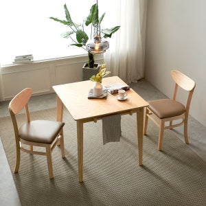 굿모닝 고무나무 원목 2인 식탁 세트