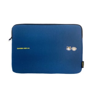 강아지 고양이 삼색리리 캐릭터 노트북 파우치 15인치 네이비