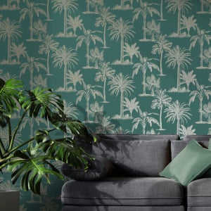 레그노 128-20번 은은한 골드 계열 야자수 디자인 포인트벽지 INDULGENCE