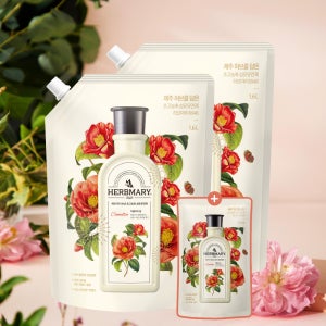 허브마리 초고농축 섬유유연제 제주 동백 카멜리아 힐 1.6L 파우치 X2개 +200ml