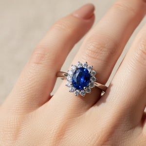 행복벨라 14k 사파이어 반지 천연사파이어 다이애나 캐서린 미들턴 영국 왕실 반지 다이아몬드