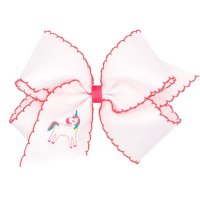 위원스 Wee Ones Medium Moonstitch Embroidered Rainbow Bow