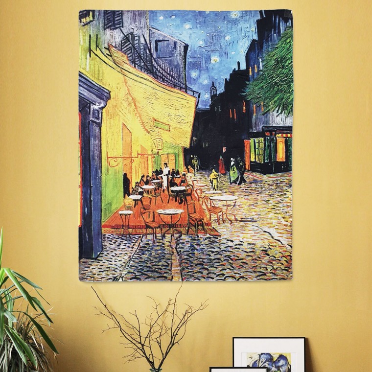 아를르의 포룸 광장의 카페테라스 반고흐 명화 패브릭 행잉 포스터 감성 커튼 가림천 데코천