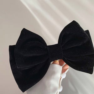 벨벳 왕리본 리본머리핀 빅사이즈 포인트리본헤어클립 블랙 바렛트핀