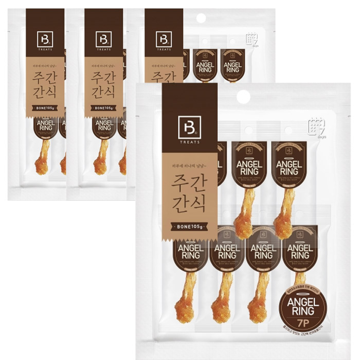 강아지 오래먹는 개껌 터키츄 칠면조 힘줄 주간 엔젤링 본, 105g, 4개