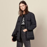 산드로 배색 트위트 자켓 네이비 SANDRO TWEED JACKET