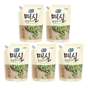 라이온 참그린 매실 청정 설거지세제 1kg 5개 리필 매실성분 함유 친환경 1종 주방세제