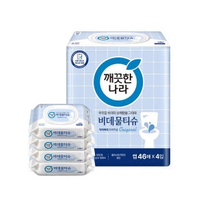 깨끗한나라 닥터비데 화장실용 비데물티슈 46매 4개