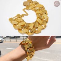 24K 순금 375g 로콤 35mm 名品 광폭 체인 팔찌(+18K장식)