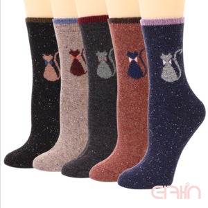 더캣 눈꽃냥 겨울 양말 남녀공용 발열 캐릭터 보온 방한 두꺼운 양모 박스선물포장