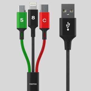 마운틴 베타 2세대 3in1 아이폰 8핀 5핀 C타입 고속 멀티 충전 케이블 70cm YSC-600