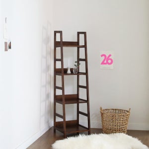 원목 4단 사다리선반 350 다용도 좁은 수납 선반 (브라운)