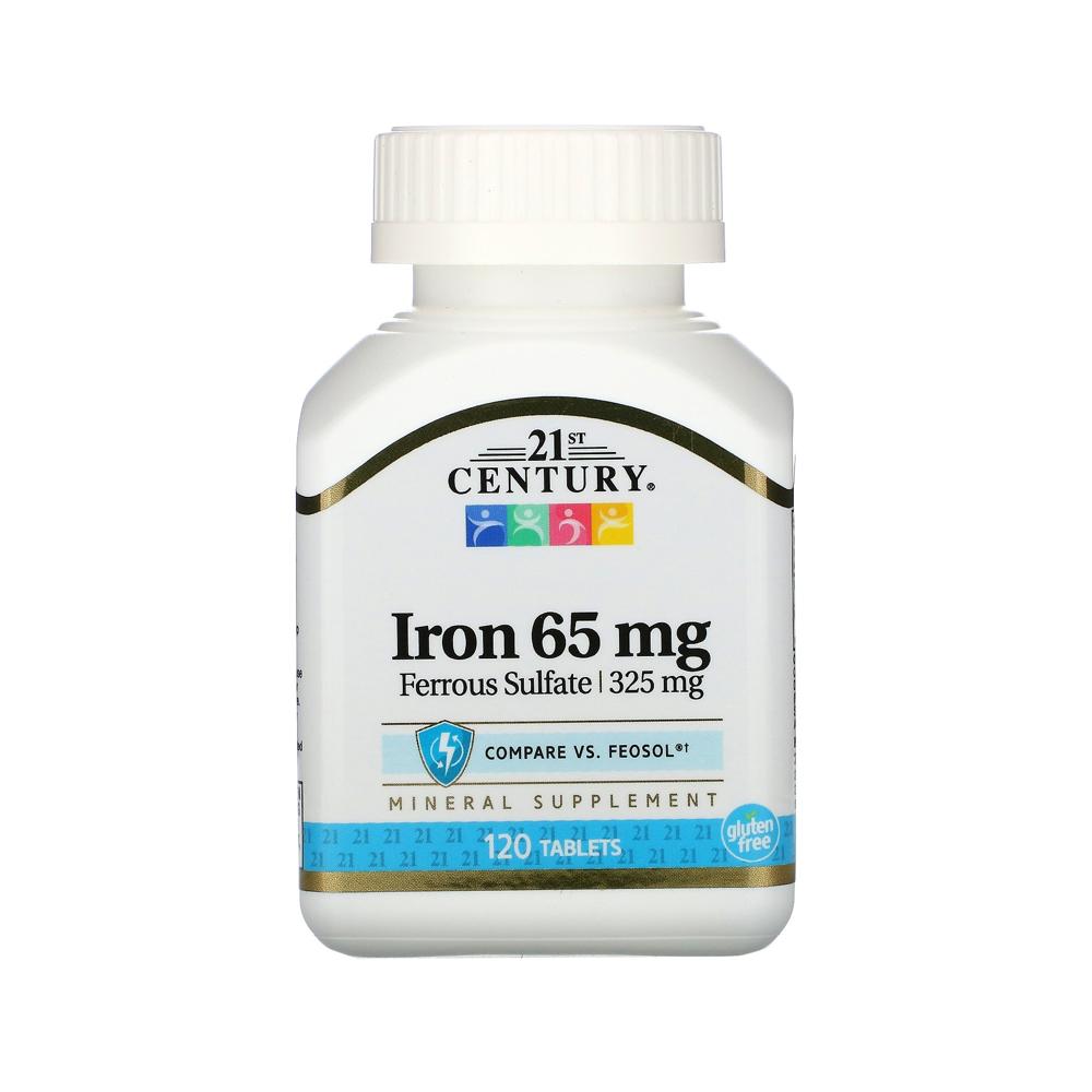 21센츄리 철분 <b>iron 65mg</b> 120정 다이칼슘포스페이트 건조황산제일철 글루텐프리