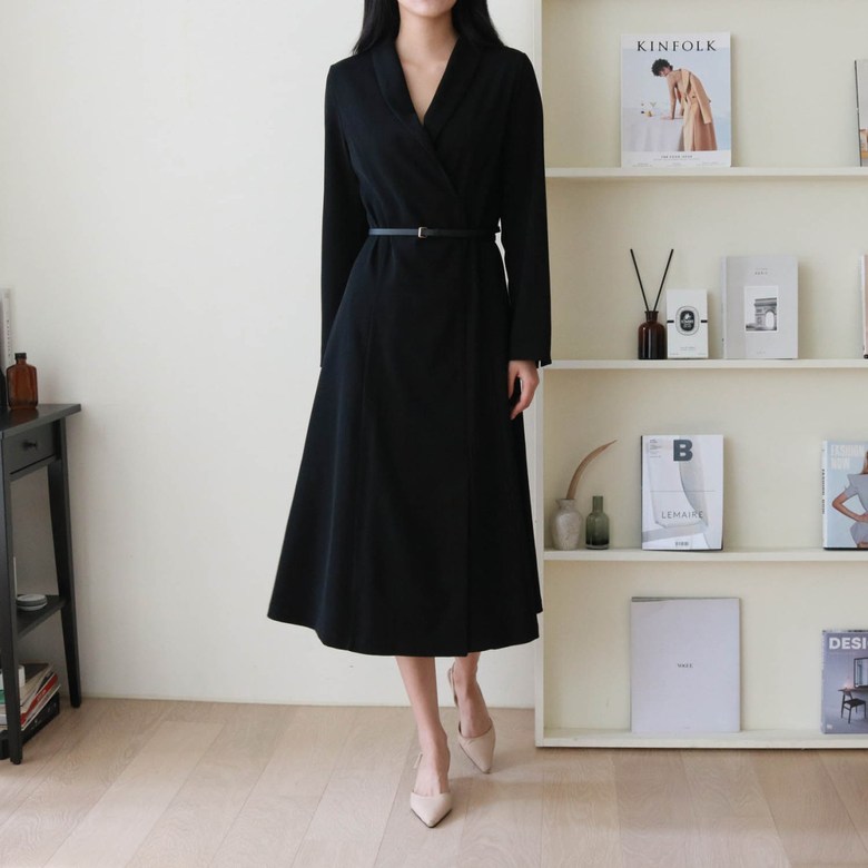 플레어 빅사이즈 88사이즈 하객룩 결혼식 예복 혼주 정장원피스 긴팔 상견례옷차림 봄 겨울 2월