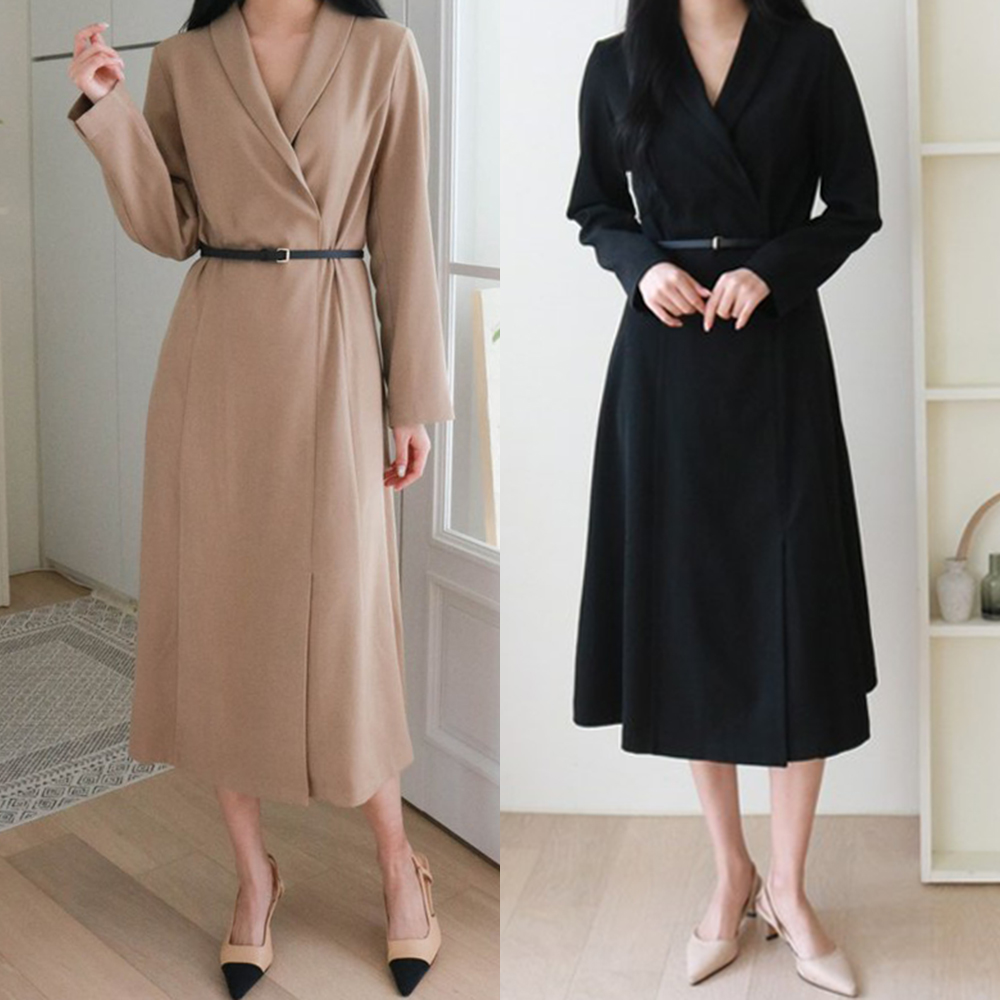 88사이즈 빅사이즈원피스 4월결혼식하객룩 50대 상견례옷차림 <b>여성</b>봄원피스 플레어 긴팔 정장원피스