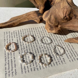 실버 925 천연 담수 진주 반지 14k 골드 필드 고무줄 비즈 반지 6종