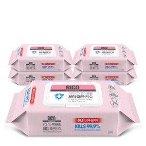 리꼬 유아용품 장난감 세정 제균 소독티슈 캡형 50매, 5개