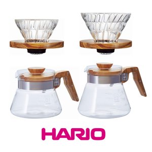하리오 V60 올리브우드 내열유리 커피포트