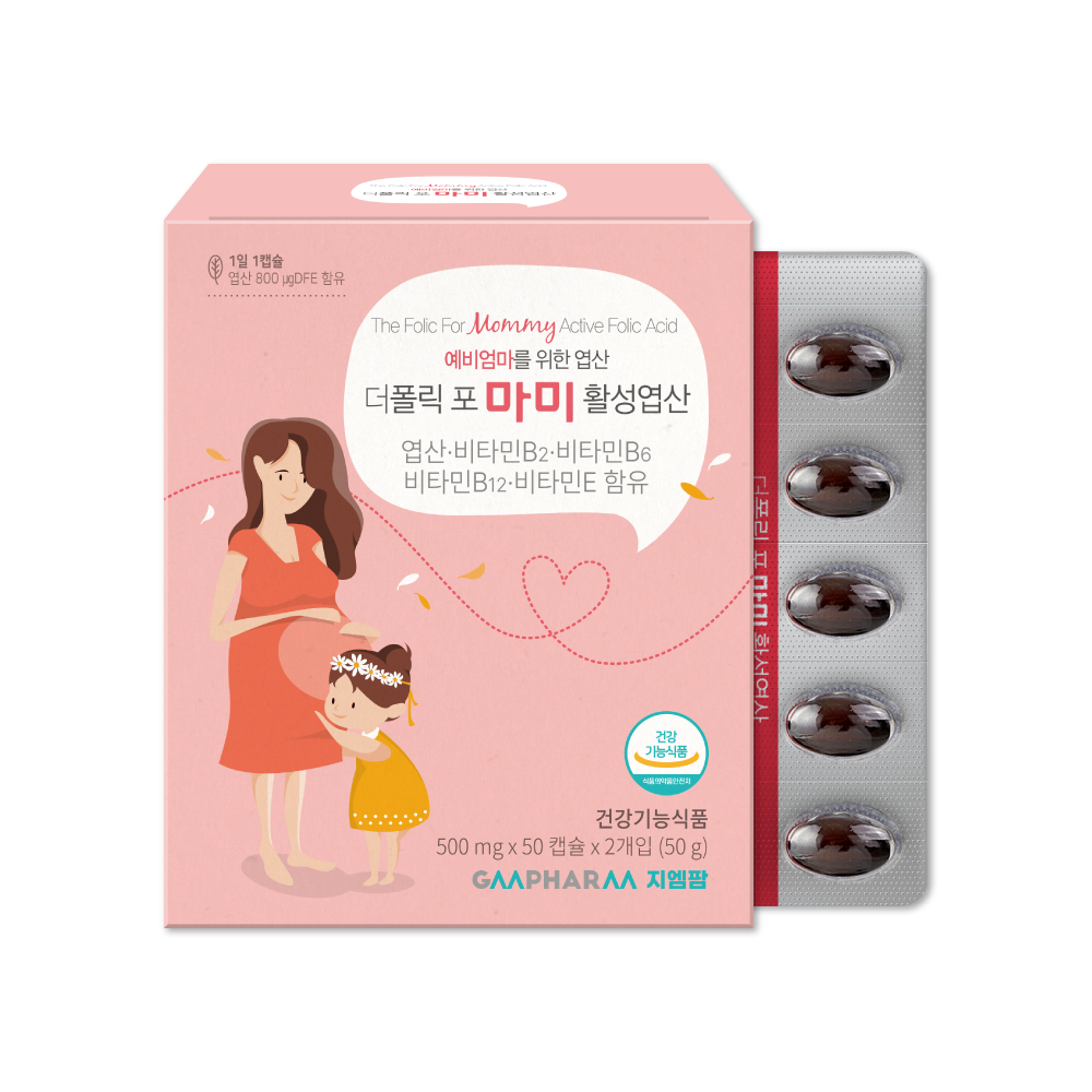 <b>더폴릭포마미</b> 4세대 활성 엽산 활성형 임신 준비 임산부 초기 영양제 100캡슐, 1개