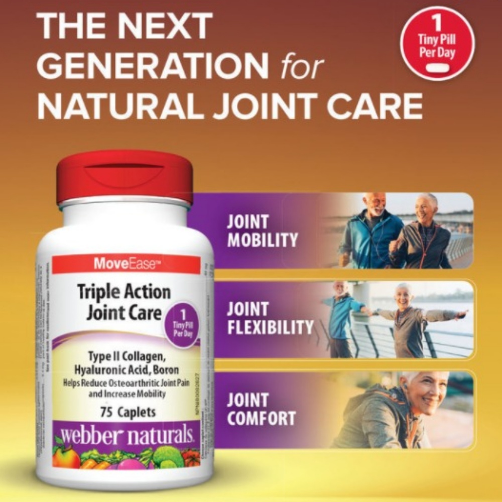 캐나다 <b>웨버내추럴</b> 조인트케어 Triple Joint Care 관절 영양제 콜라겐 75정