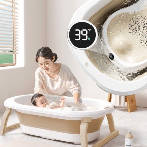 꿈나라 신생아 접이식 아기욕조 디지털 온도계 목욕의자 세트